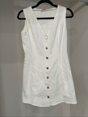 Pink Lily small White Button-Front Sleeveless Dress.  Like new